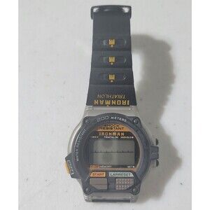 Mens Timex Ironman Triathlon 8 Lap Memory Black Orange Digital Watch 746 K8